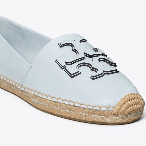 Tory Burch $228 Ines Espadrille Flats Pale Icy Blue Leather 9.5 10 - Picture 1 of 8